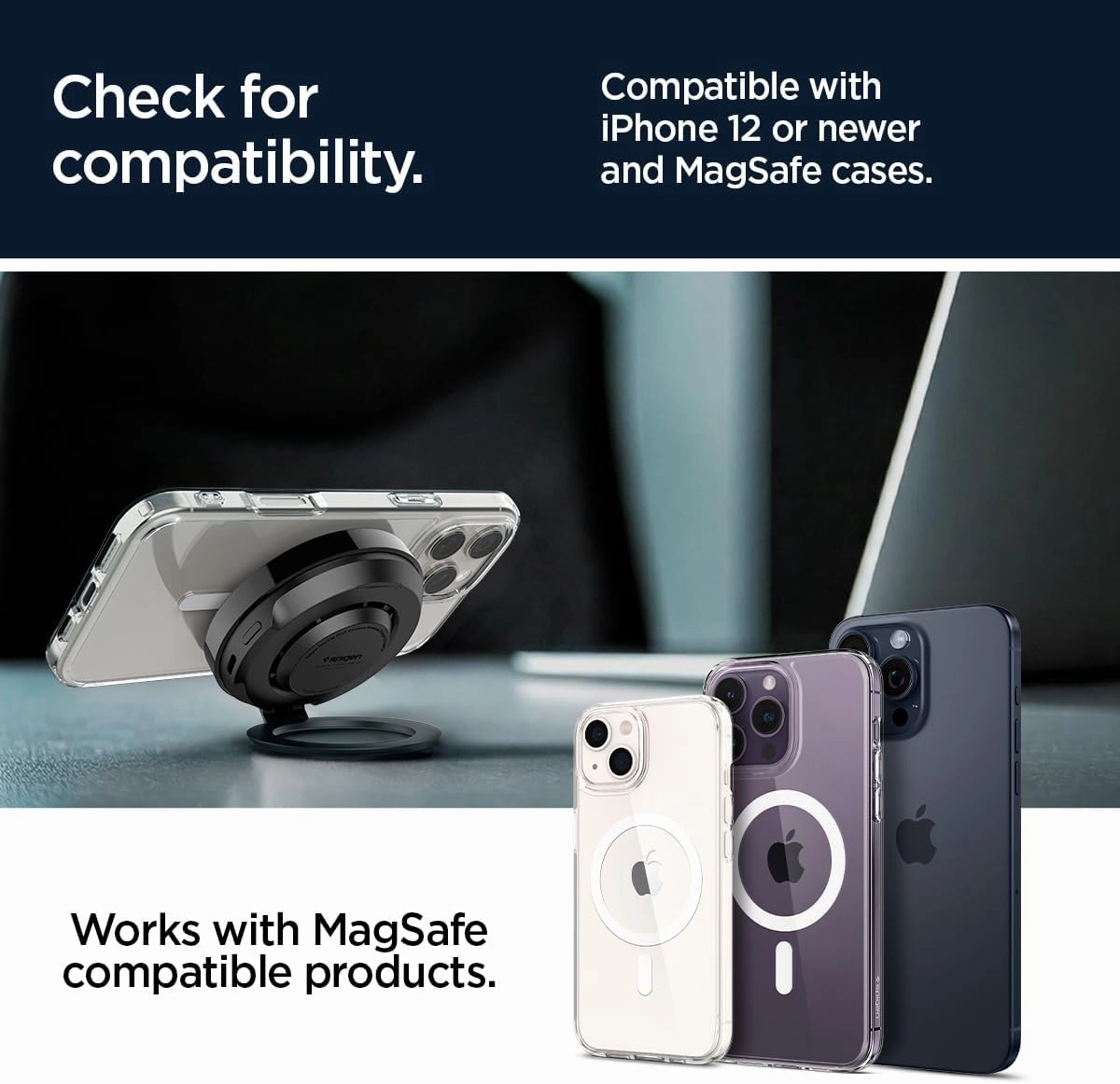 Spigen OneTap Pro 3 Cryomax (MagFit) Qi2 15W Wireless Charger MagSafe Sleep Friendly Light and Cooling Fan for iPhone 16/15/14/13/12 - Black (Kickstand)