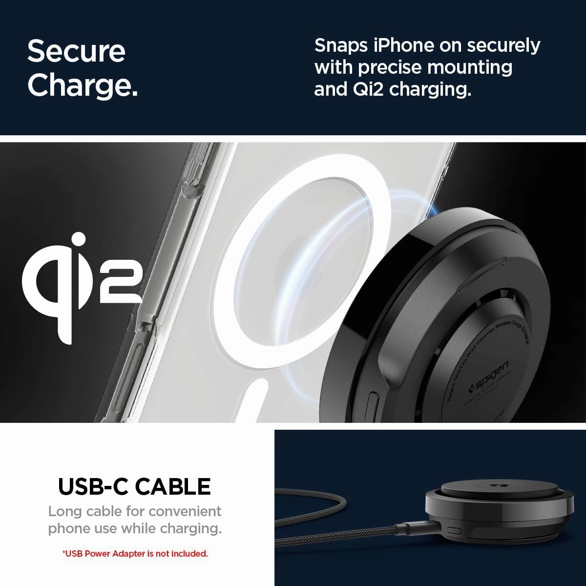 Spigen OneTap Pro 3 Cryomax (MagFit) Qi2 15W Wireless Charger MagSafe Sleep Friendly Light and Cooling Fan for iPhone 16/15/14/13/12 - Black (Kickstand)