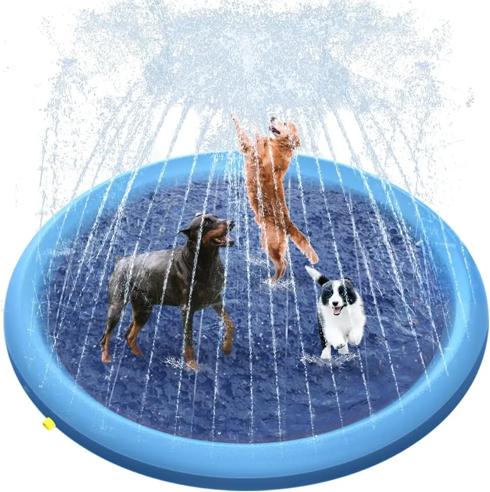 Splash Pad, 67in Anti-Slip Splash Pad for Kids Dogs 0.58mm Thickened Dog Pool Splash Sprinkler Pad Durable Summer Outdoor Water Toys for Baby Toddler Boys Girls Pet