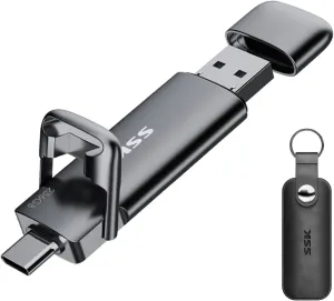 SSK 256GB Dual USB C Flash Drive, 2-in-1 Type C  USB A 3.2 Gen2 Solid State Thumb Drive,Speed Up to 550MB/s Memory Stick Data Storage for iPhone 15, Android Phone,Tablet,MacBook,Windows