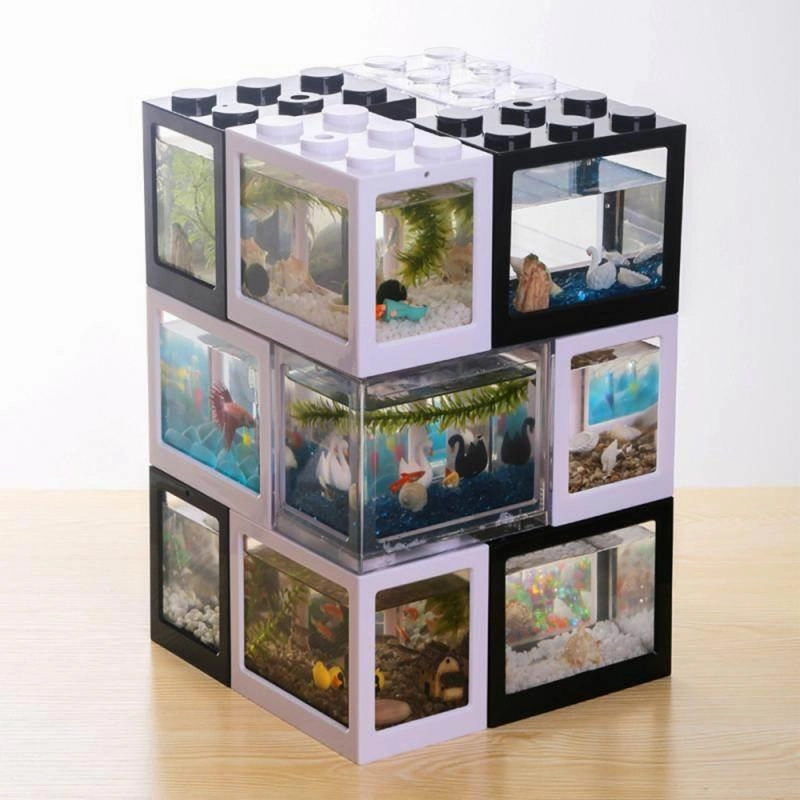 Stackable Mini Aquarium - Creative Desktop Décor for Home Office