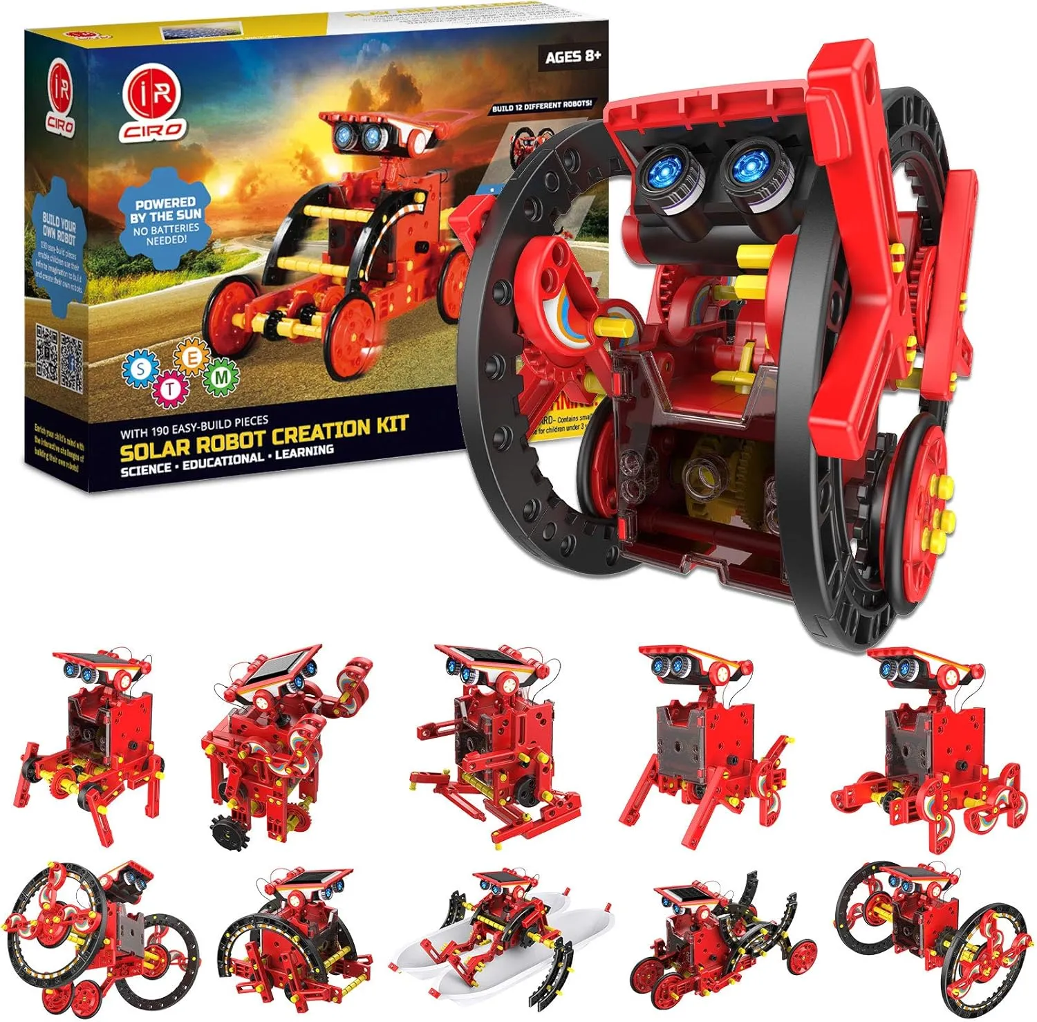 STEM Projects 12-in-1 Solar Robot Toys,Learning Science Experiment Kit, Easy to Build,Gifts for Kids Ages 8  Year Olds Boys