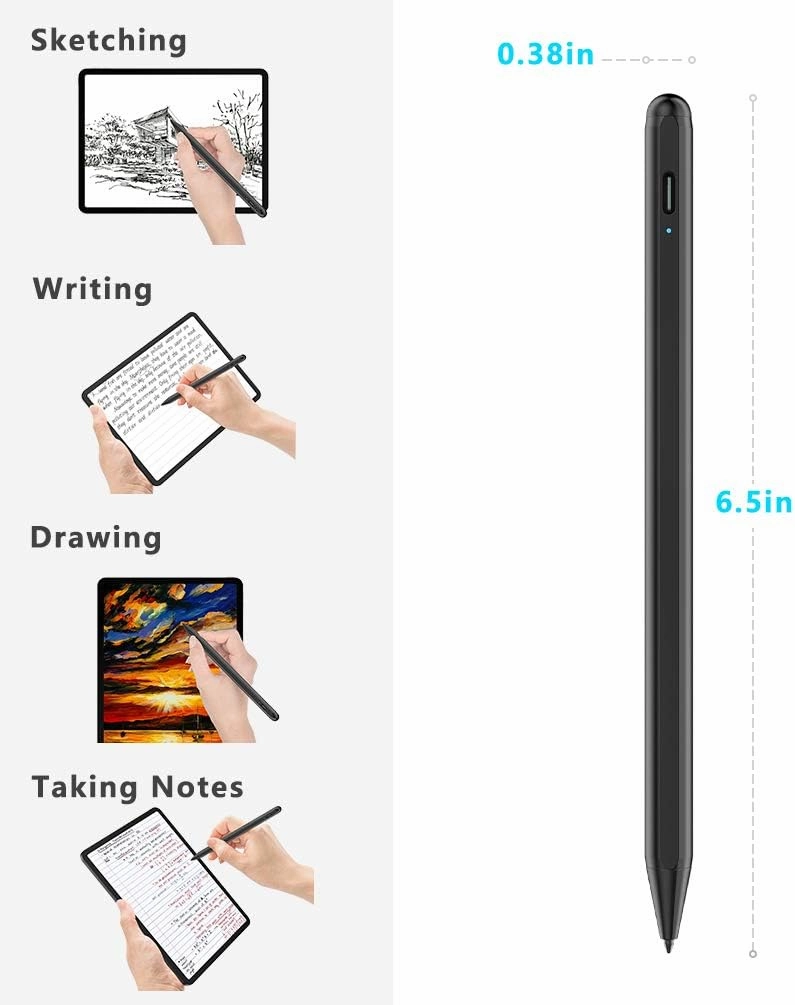 Stylus Pen for iPad (2018-2025) with Fast Charging & Palm Rejection, Pencil for Apple iPad 11th A16/10/9/8/7/6th, Pro 11“13”M4/12.9 inch, Air 11/13 inch M3 2025&M2 2024/5/4/3rd, Mini A17 Pro/6/5th