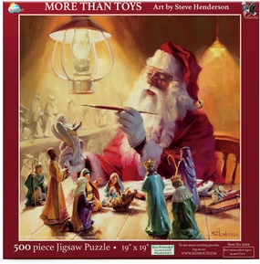 SUNSOUT INC - More Than Toys 500 pc Jigsaw Puzzle Christmas Santa Claus by Steve Henderson - Finished Size 19" x 19" - MPN# 11209