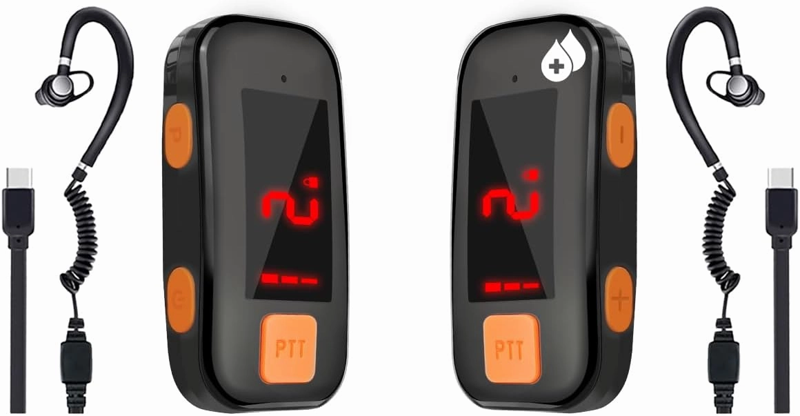 Super Mini Walkie Talkies Pro with Waterproof, Two Way Radio with Earpieces for Adults, Small Walkie Talkie for Outdoor, Hiking, Baseball, Restaurant, Security, Golf, Yacht, 2 Pack