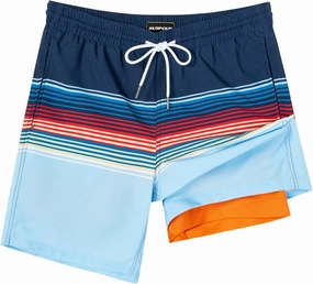 SURF CUZ Mens Swim Trunks with Compression Liner Swim Shorts 7" Swimming Trunks Stretch 7 Inch Swim Suits Quick Dry