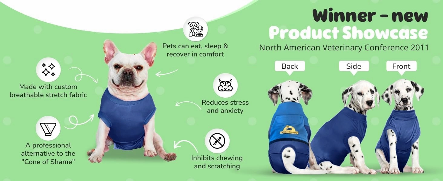 SurgiSnuggly Veterinary Invented Dog Surgical Recovery Suit for Female Spay or Male Dogs Neuters Onesie,Cone Alternative, Original Onesie Bodysuit for After Surgery Small, Medium, Large Dogs PI 2XL S