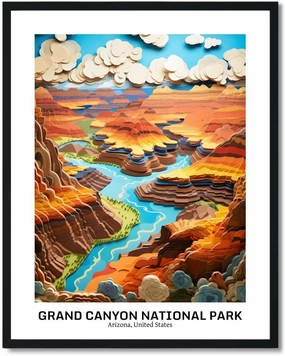 Susie Arts 11X14 Unframed Grand Canyon National Park Paper 3D Landscape Picture Photograph Natural Scenic Geographic Art Print Poster Office Home Wall Decor SDAP798