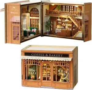 Sutinban Mini House, Flippable DIY Miniature House Kit 1:100 Tiny House Kit, Perfect DIY Birthday Festival Gift for Friends, Lovers and Families(Bagel Time)