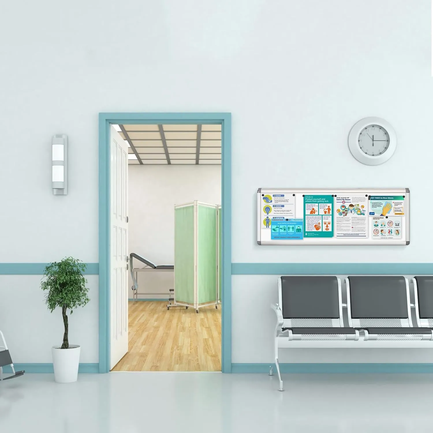 Swansea Lockable Display Cabinet Whiteboard Magnetic Display Cabinet with Aluminium Frame 98 x 36 cm