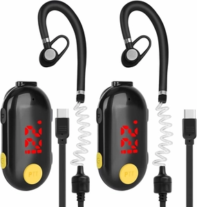 T-M9 Super Mini Walkie Talkie with Earpieces Small Portable FM Transceiver Handsfree Two Way Radio for Security, Restaurant, Workplace,Out Door Sport,Tourism Black 2-Pack