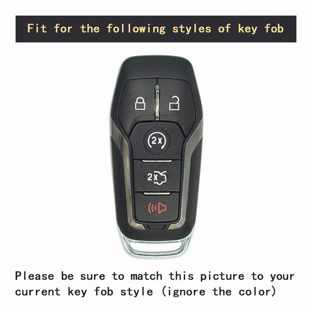 TANGSEN Smart Key Fob Case Cover Compatible with Ford Edge Explorer F-150 F-250 Fusion Mondeo Taurus for Mustang for Lincoln MKC MKX MKZ 5 Button Keyless Entry Remote Gold Label Twill Carbon Fiber