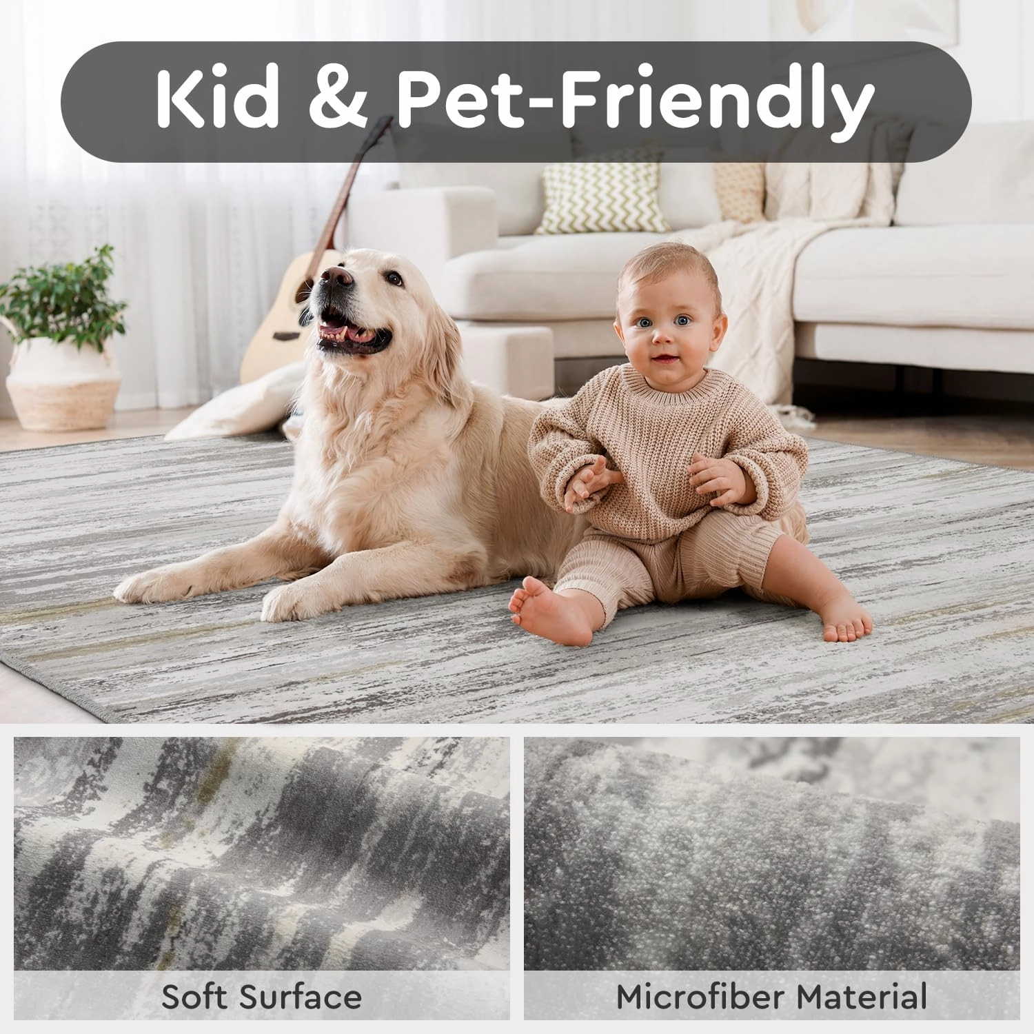 tchdio 5x7 Area Rugs for Living Room, Machine Washable Rug Modern Abstract Area Rug, Non Slip Rugs for Bedroom Rug, Soft Indoor Carpet for Living Room Office Dorm, Dark Grey