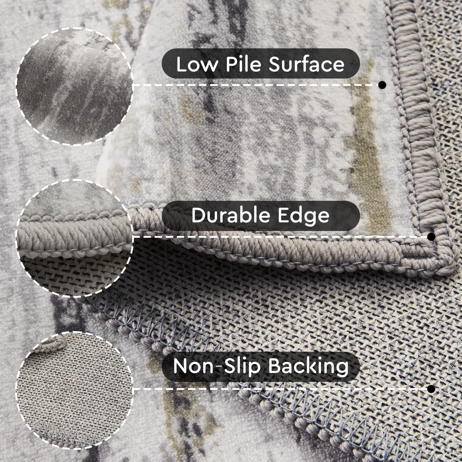 tchdio 5x7 Area Rugs for Living Room, Machine Washable Rug Modern Abstract Area Rug, Non Slip Rugs for Bedroom Rug, Soft Indoor Carpet for Living Room Office Dorm, Dark Grey