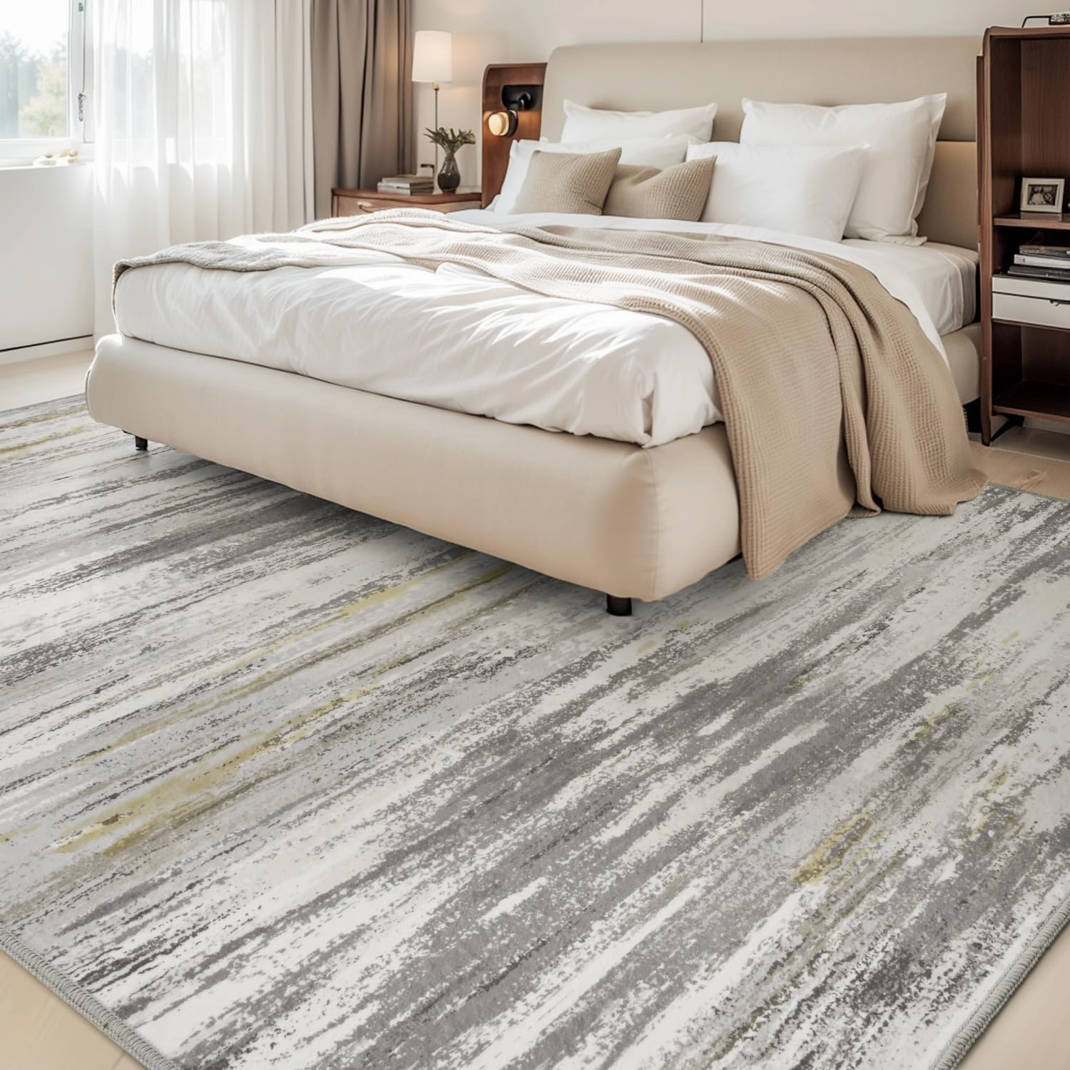 tchdio 5x7 Area Rugs for Living Room, Machine Washable Rug Modern Abstract Area Rug, Non Slip Rugs for Bedroom Rug, Soft Indoor Carpet for Living Room Office Dorm, Dark Grey