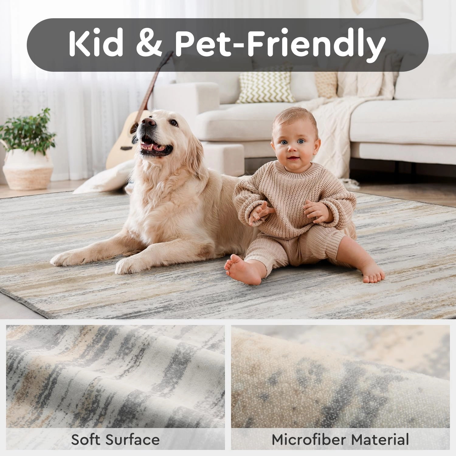 tchdio 5x7 Area Rugs for Living Room, Machine Washable Rug Modern Abstract Area Rug, Non Slip Rugs for Bedroom Rug, Soft Indoor Carpet for Living Room Office Dorm, Light Grey