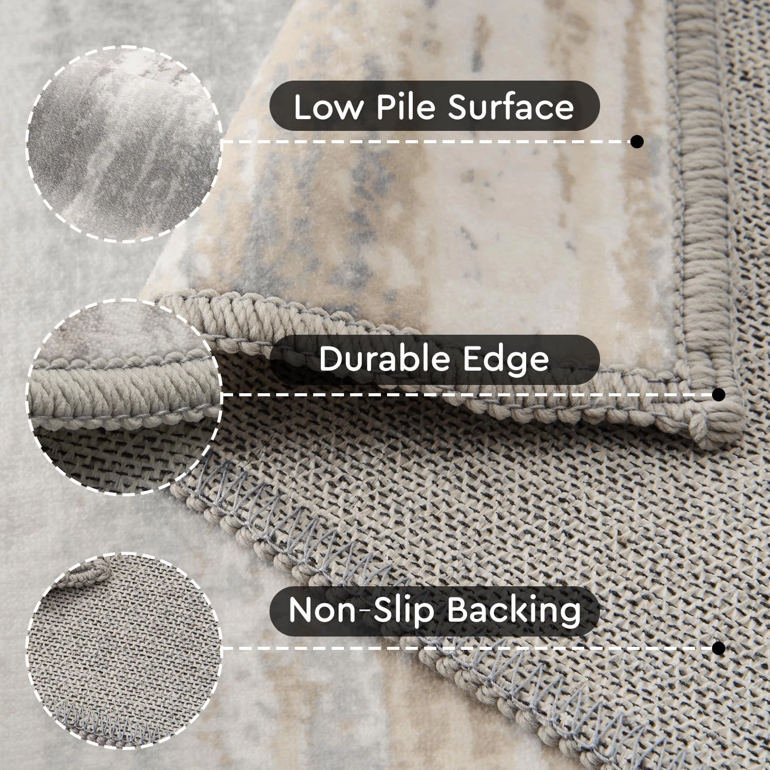 tchdio 5x7 Area Rugs for Living Room, Machine Washable Rug Modern Abstract Area Rug, Non Slip Rugs for Bedroom Rug, Soft Indoor Carpet for Living Room Office Dorm, Light Grey