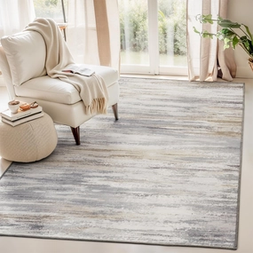 tchdio 5x7 Area Rugs for Living Room, Machine Washable Rug Modern Abstract Area Rug, Non Slip Rugs for Bedroom Rug, Soft Indoor Carpet for Living Room Office Dorm, Light Grey