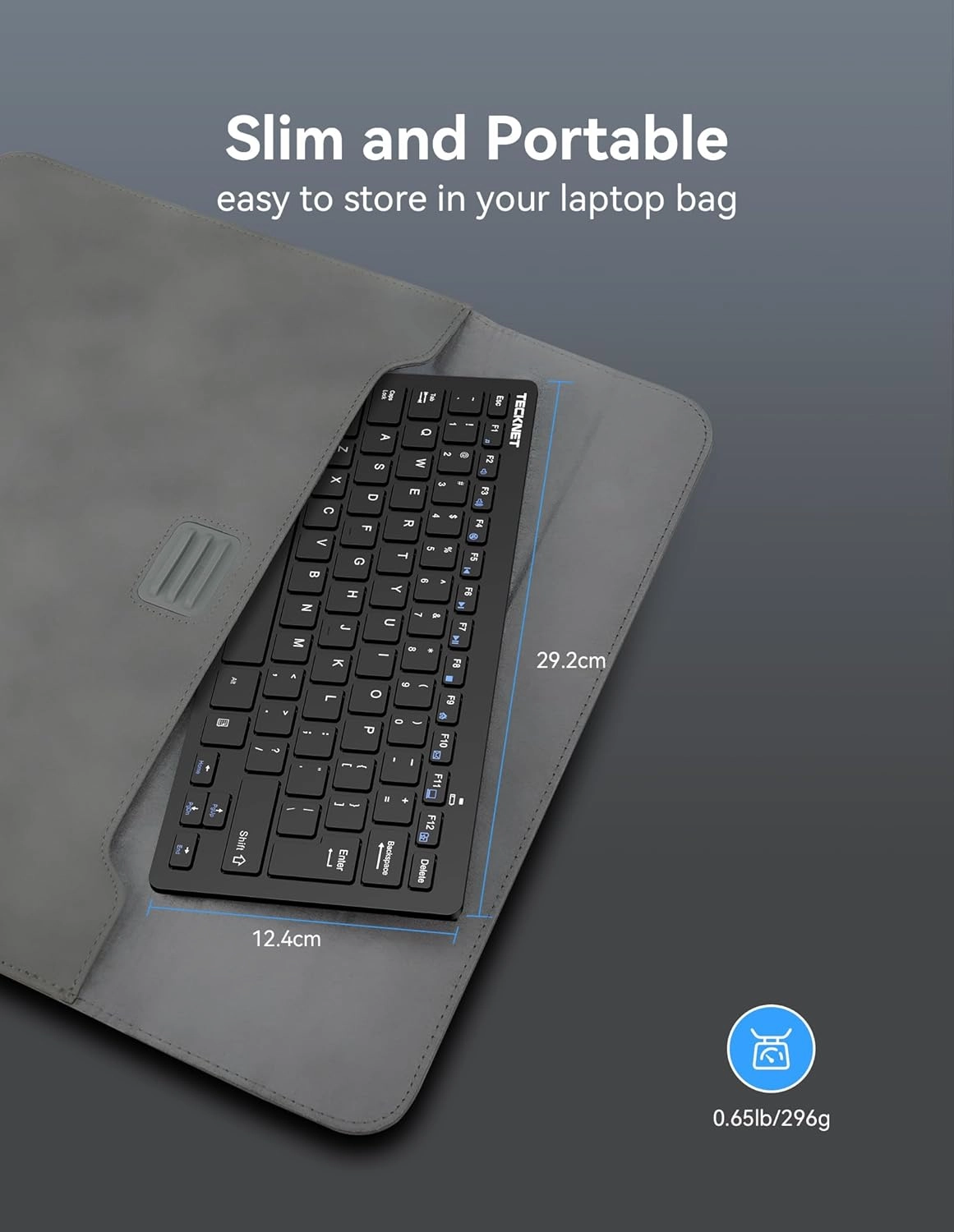 TECKNET 2.4G Wireless Keyboard, Small Wireless Keyboard with Media Hotkeys, Ultra Slim Compact Wireless Keyboard, 12-Month Battery Life, Compatible with PC, Desktop, Laptop, Smart TV - Black