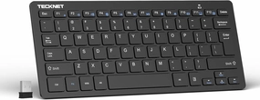 TECKNET 2.4G Wireless Keyboard, Small Wireless Keyboard with Media Hotkeys, Ultra Slim Compact Wireless Keyboard, 12-Month Battery Life, Compatible with PC, Desktop, Laptop, Smart TV - Black