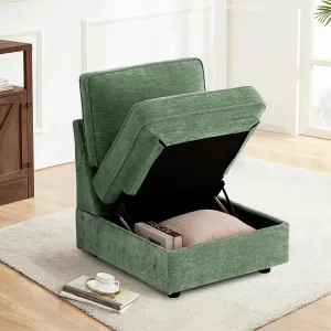 TEKAMON Middle Seat with Storage, Modular Sofa Couch, Green