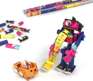 Tenor & Silky Jazzman & His Cat - Japanese 3D Paper Puzzle DIY Robot kit for Kids and Origami Kit for Adults