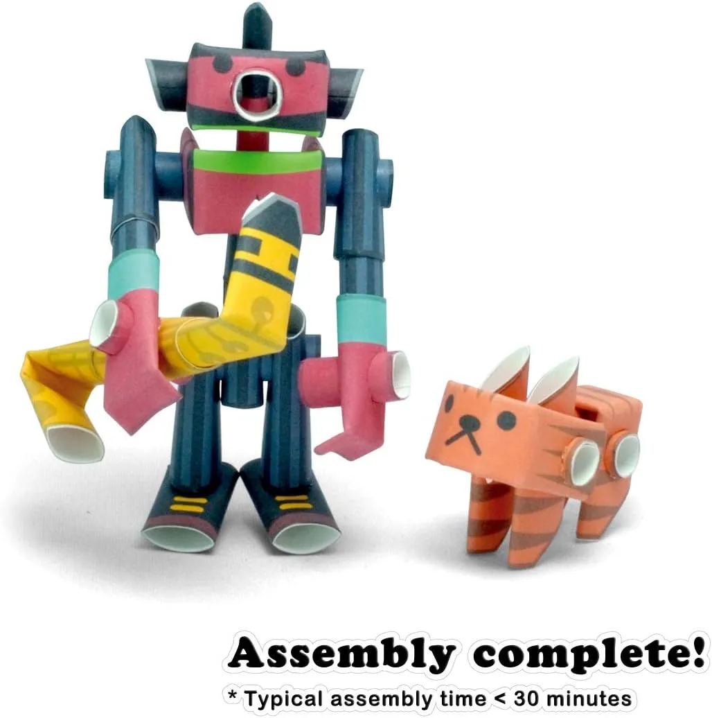 Tenor & Silky Jazzman & His Cat - Japanese 3D Paper Puzzle DIY Robot kit for Kids and Origami Kit for Adults