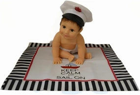 The Ashton-Drake Galleries Keep Calm Sail On Cute Little Baby Doll Lifelike Resin Craftsmanship Hats Off to You Collection Issue #22 by Sherry Rawn 5.5-inches