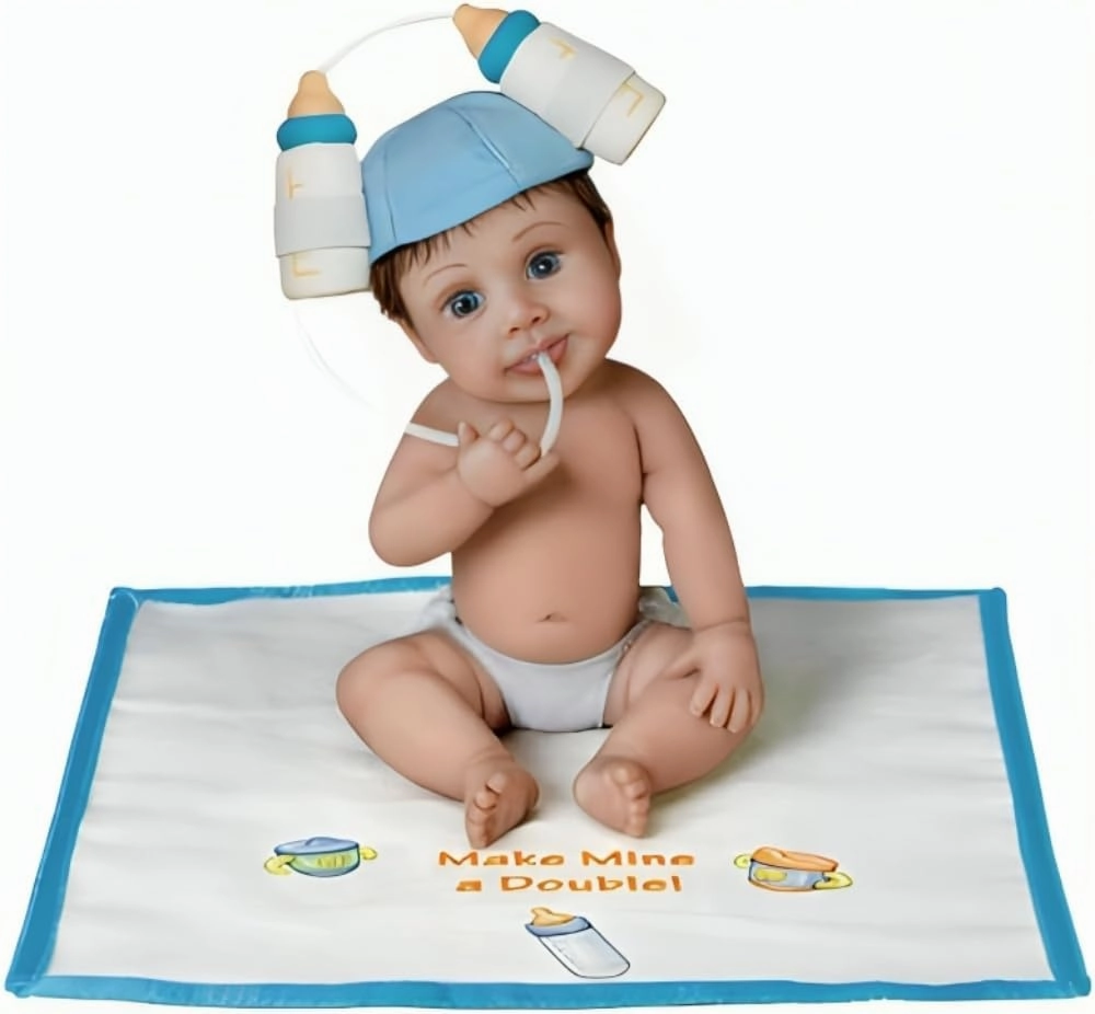The Ashton-Drake Galleries Make Mine A Double Cute Little Baby Doll Lifelike Resin Craftsmanship Hats Off to You Collection Issue #19 by Sherry Rawn 5.5-inches