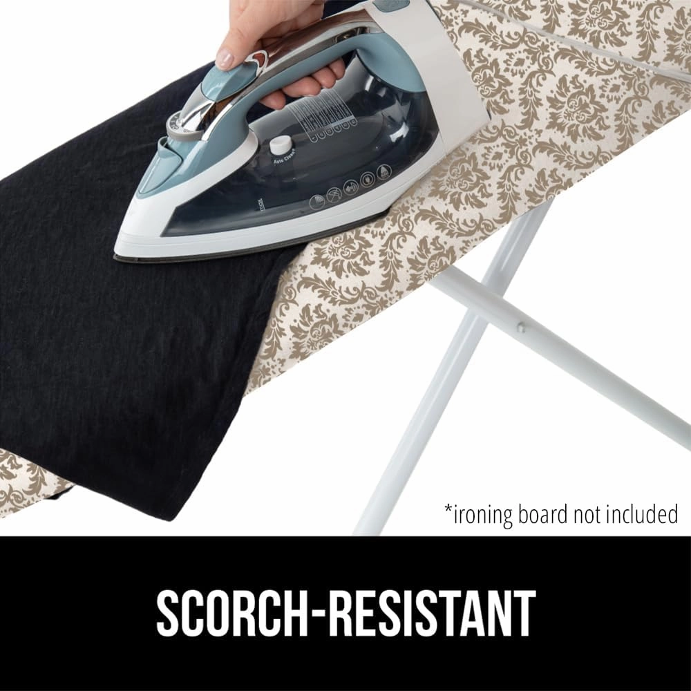 The Original GORILLA GRIP Ironing Board Cover and Pad, Silicone Coating, Thick Scorch Resistant Padding, Heavy Duty Iron Covers Standard Boards, Hook and Loop Fastener Strap, Damask, 15x54