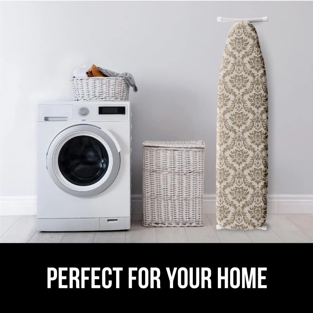 The Original GORILLA GRIP Ironing Board Cover and Pad, Silicone Coating, Thick Scorch Resistant Padding, Heavy Duty Iron Covers Standard Boards, Hook and Loop Fastener Strap, Damask, 15x54