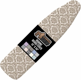 The Original GORILLA GRIP Ironing Board Cover and Pad, Silicone Coating, Thick Scorch Resistant Padding, Heavy Duty Iron Covers Standard Boards, Hook and Loop Fastener Strap, Damask, 15x54