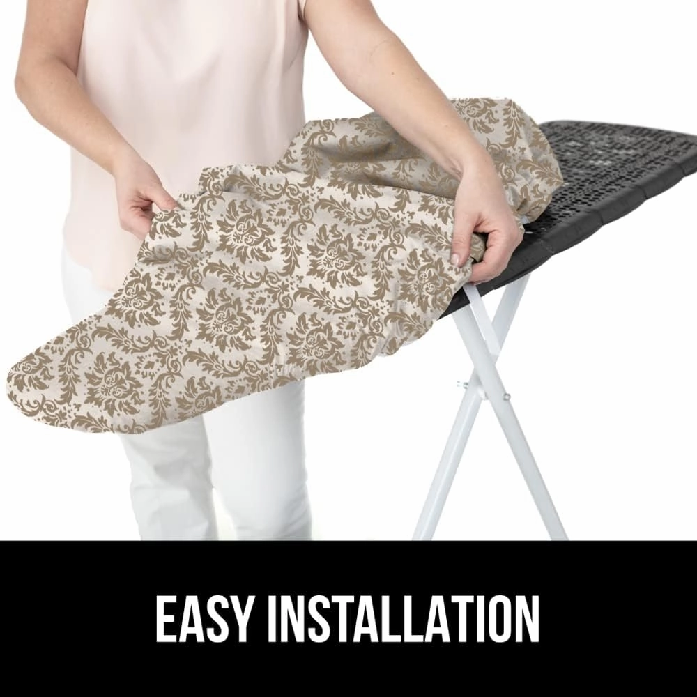 The Original GORILLA GRIP Ironing Board Cover and Pad, Silicone Coating, Thick Scorch Resistant Padding, Heavy Duty Iron Covers Standard Boards, Hook and Loop Fastener Strap, Damask, 15x54