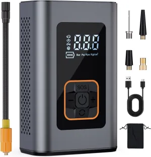 Tire Inflator Portable Air Compressor, 6X Faster Small Air Tire Pump for Car Tires, 180PSI Smart Cordless Air Compressor with Digital Pressure Gauge, Motorcycle, Bike & Ball (Sliver)