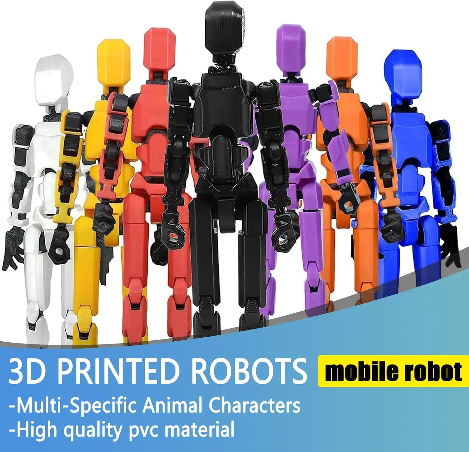 Titan 13 Action Figure, Lucky Robot 13 Action Figures, 3D Printed Multi-Articular Action Figures, Robot 13 Figure for Boy, Action Figure for Desktop Decorations (5pcs)