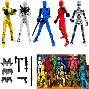 Titan 13 Action Figure, Lucky Robot 13 Action Figures, 3D Printed Multi-Articular Action Figures, Robot 13 Figure for Boy, Action Figure for Desktop Decorations (5pcs)