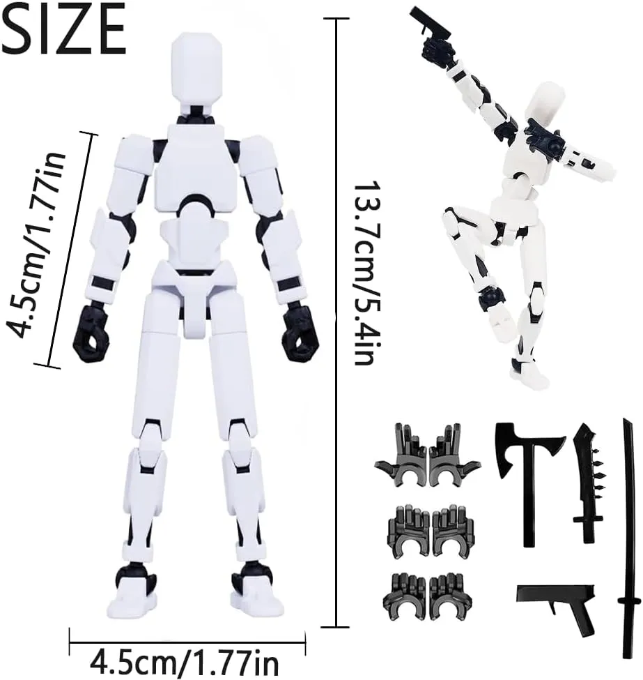 Titan 13 Action Figure, Lucky Robot 13 Action Figures, 3D Printed Multi-Articular Action Figures, Robot 13 Figure for Boy, Action Figure for Desktop Decorations (5pcs)