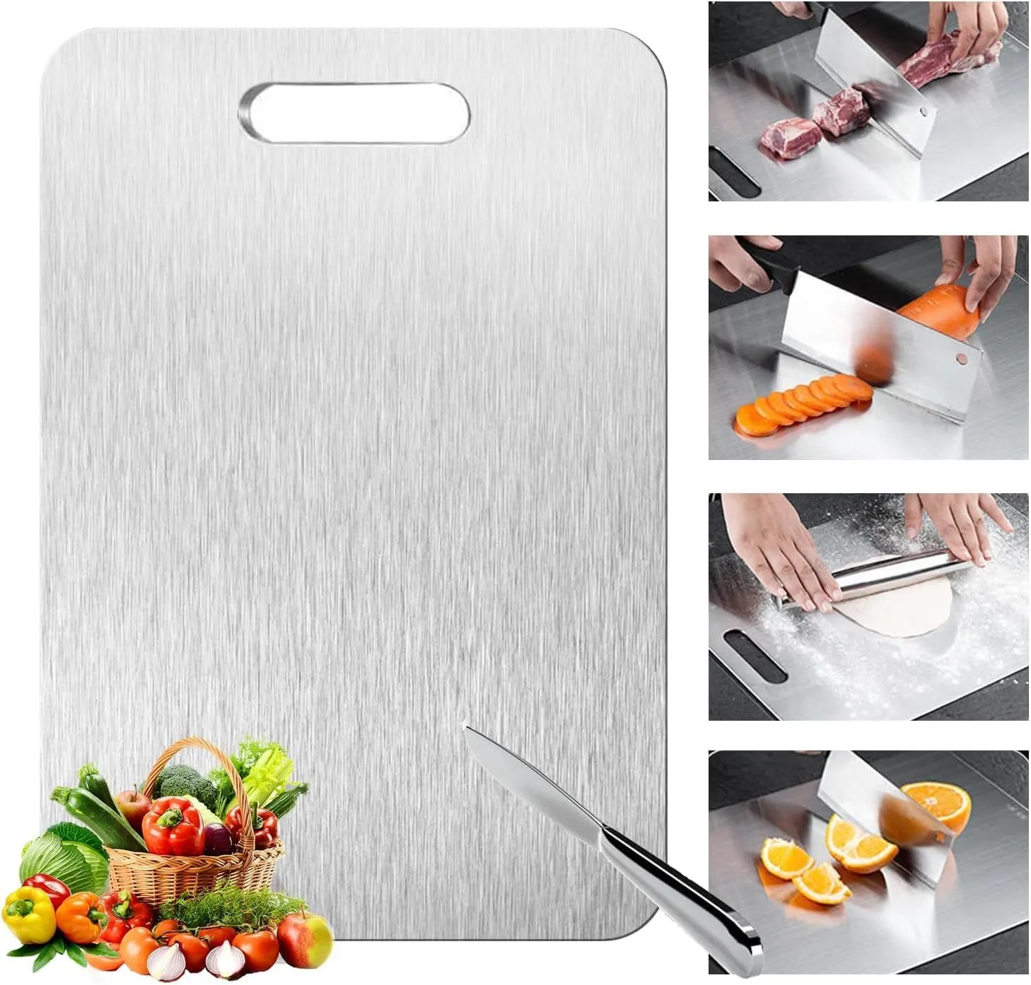 Titanium Cutting Board - 2025 New Upgrade 100% Pure Titanium Cutting Boards For Kitchen, 1 Pack Double-sided food-grade Cutting Board For Cutting Meats, Fruits And Vegetables (12"L x 9"W)