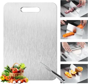 Titanium Cutting Board - 2025 New Upgrade 100% Pure Titanium Cutting Boards For Kitchen, 1 Pack Double-sided food-grade Cutting Board For Cutting Meats, Fruits And Vegetables (12"L x 9"W)