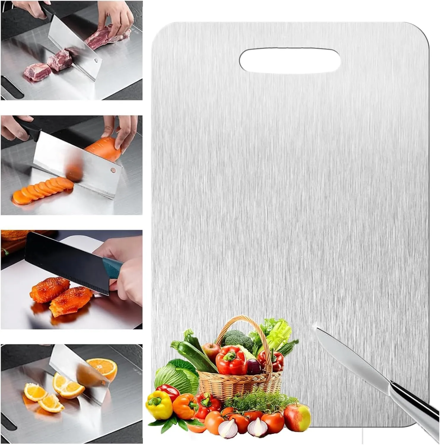 Titanium Cutting Board - 2025 New Upgrade 100% Pure Titanium Cutting Boards for Kitchen Double Sided Non Toxic Titanware Cutting Board,Hygiene Durable Dishwasher Safe Chopping Board (12"L x 9"W)