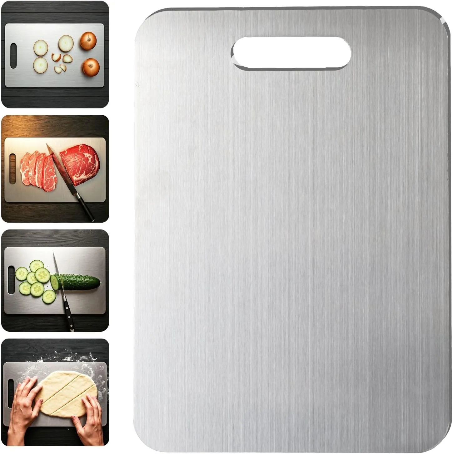 Titanium Cutting Board, 2025 New Upgrade 100% Pure Titanium Cutting Boards for Kitchen, Hygiene & Durability Non Stick Chopping Board, Double sided Cutting Board, Dishwasher Safe (15 x 11 in)