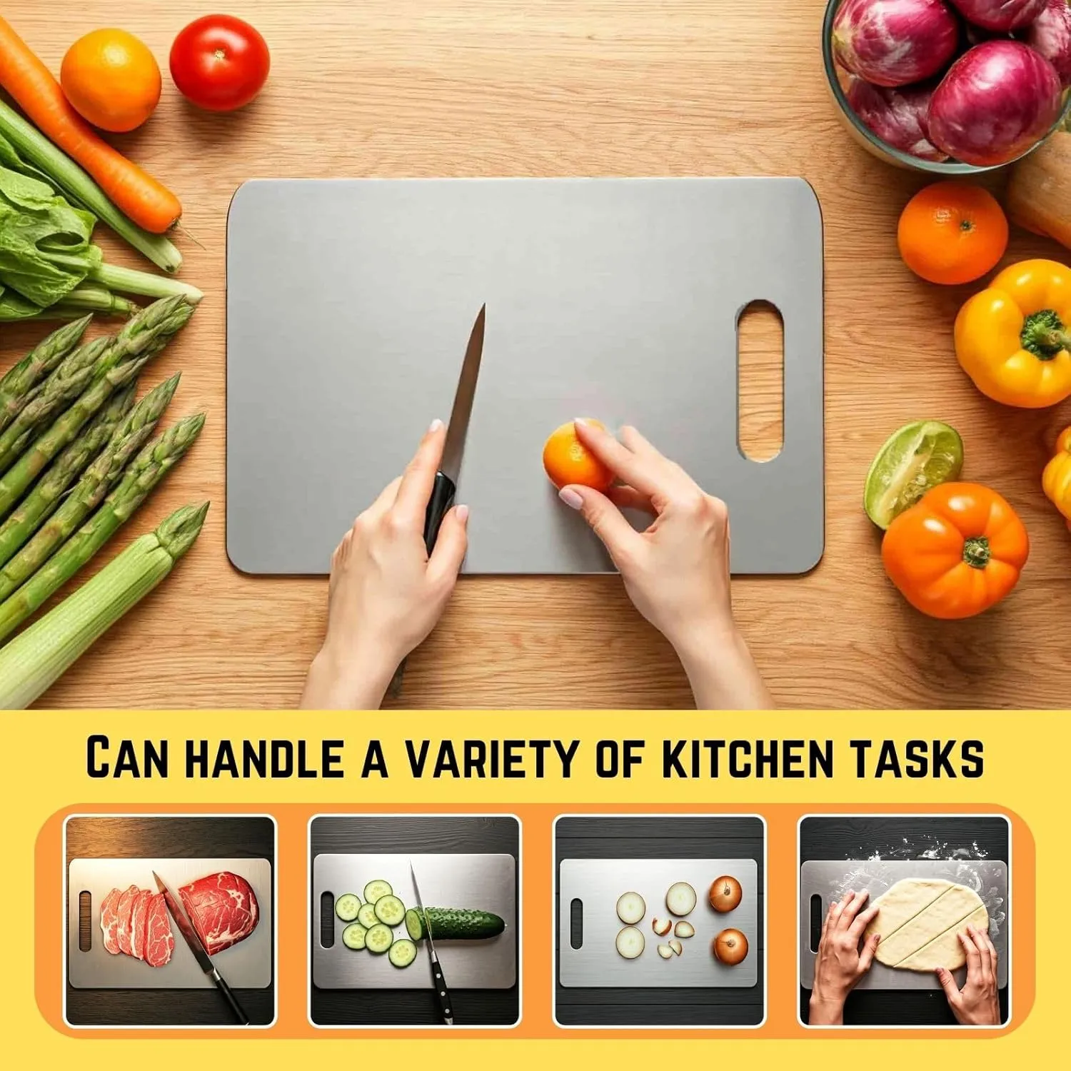 Titanium Cutting Board, 2025 New Upgrade 100% Pure Titanium Cutting Boards for Kitchen, Hygiene & Durability Non Stick Chopping Board, Double sided Cutting Board, Dishwasher Safe (15 x 11 in)