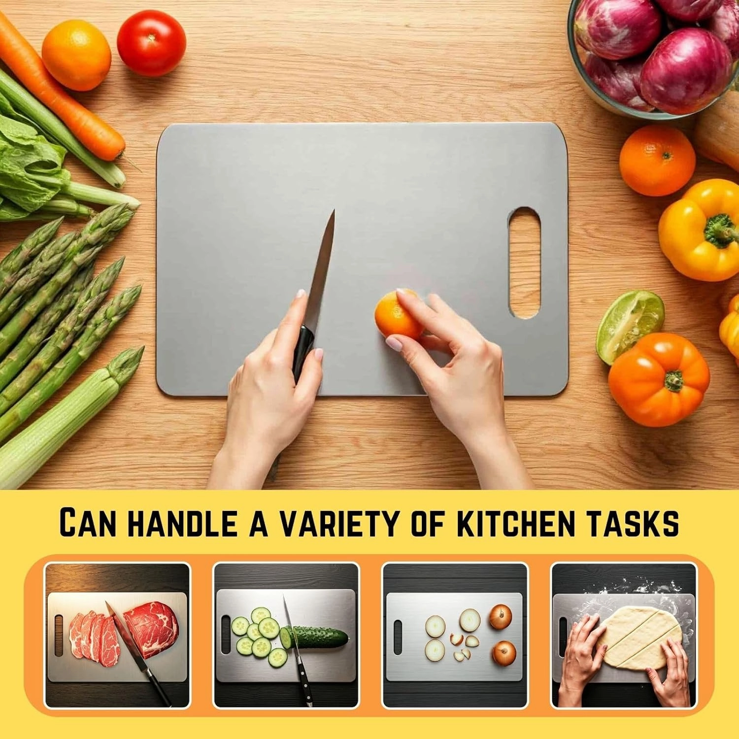 Titanium Cutting Board, 100% Pure Titanium Cutting Boards for Kitchen – Non Stick, Food-Grade, Hygiene & Durability Chopping Mat, Double Sided Chopping Board, Dishwasher Safe (15 x 11 Inch)