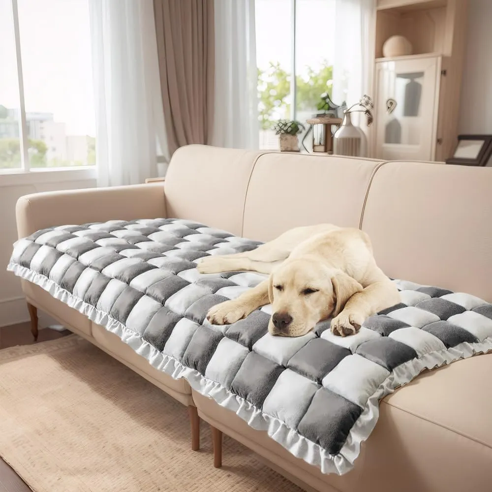 TOPCHANCES Dog Couch Cover Protector,Thickened Non-Slip Washable Plaid Sofa Pads for Couch,Pet Sofa Couch Cover Furniture Covers for Camping,Car,Floor&Bed,All-Season(28x60in)
