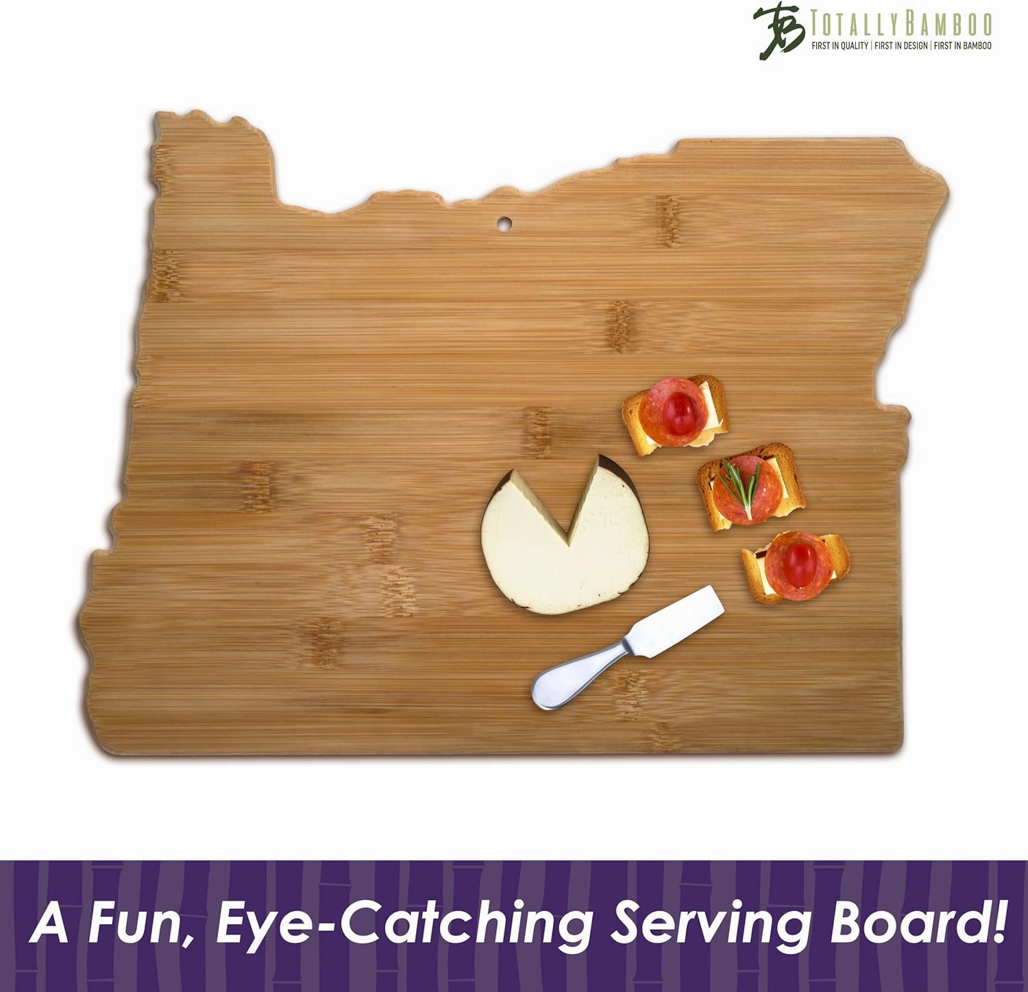 Totally Bamboo Oregon State Shaped Cutting Board, Natural Bamboo
