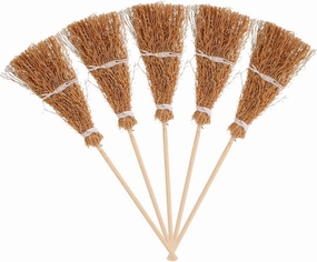 TOYANDONA 5pcs Dollhouse Miniature Broom Mini Broom Costume Hangings Decorations Toys Straw Broom Wizard Accessory Micro Landscape Decor