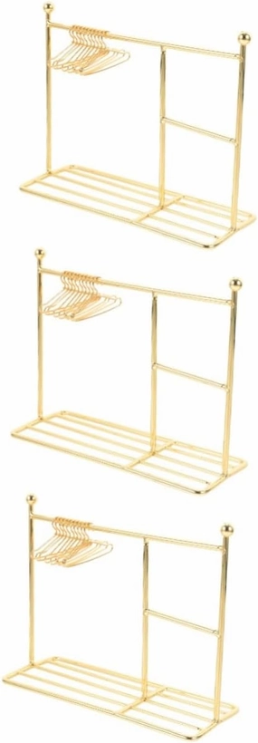 Toyvian 3sets Miniature Clothes Hanger for Dollhouse Upgraded Rack Mini Hangers for Displaying Doll Clothes Cute Mini Home Decor
