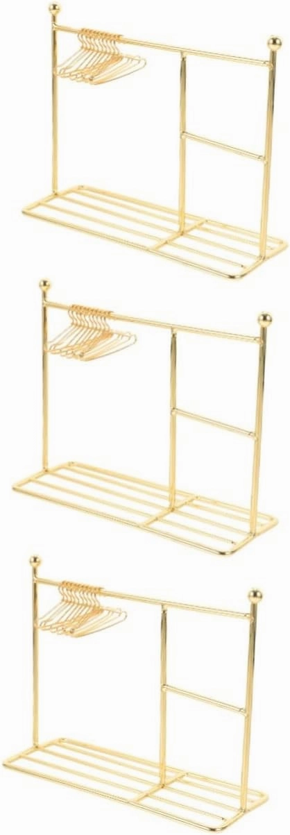 Toyvian 3sets Miniature Clothes Hanger for Dollhouse Upgraded Rack Mini Hangers for Displaying Doll Clothes Cute Mini Home Decor