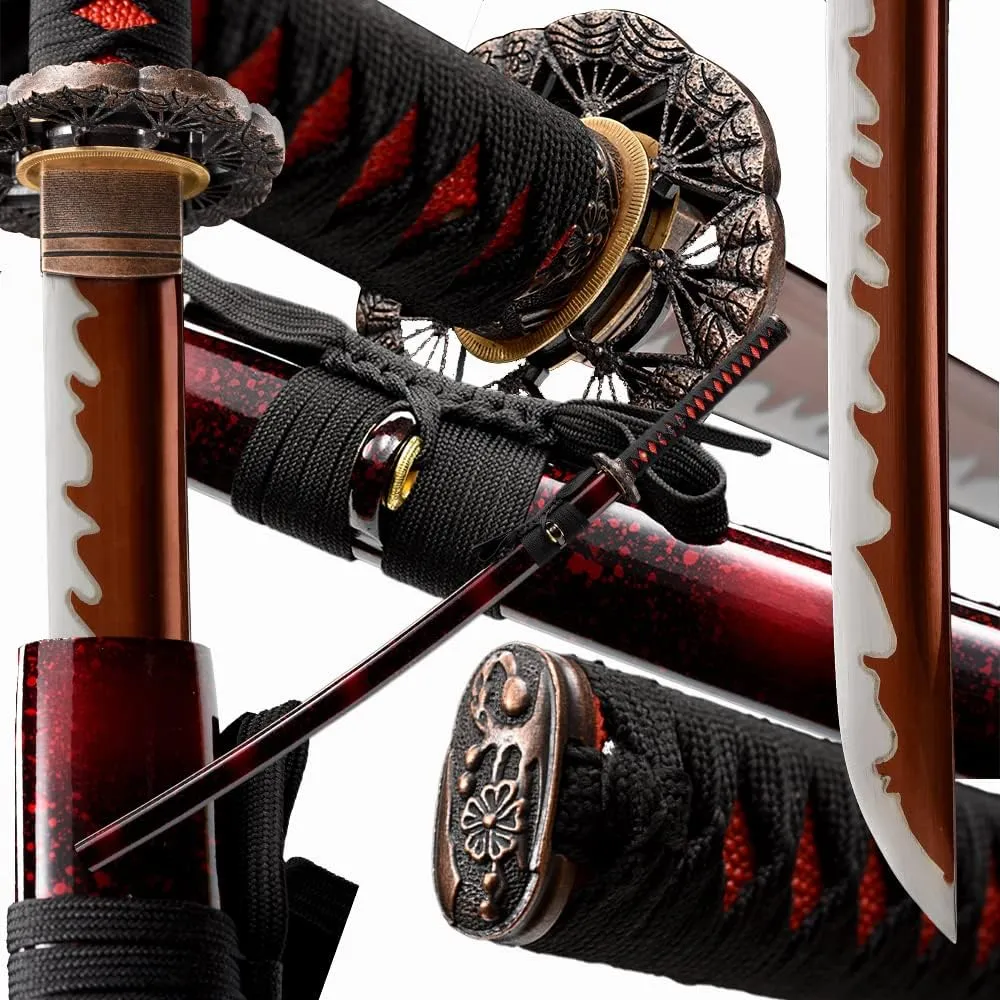 Traditional Heat/Clay Tempered Hand Forged Katana Sword | Real 1060/1095 T10 High Carbon Steel Sharp Full Tang Katanas | Practical Authentic Japanese Samurai Swords