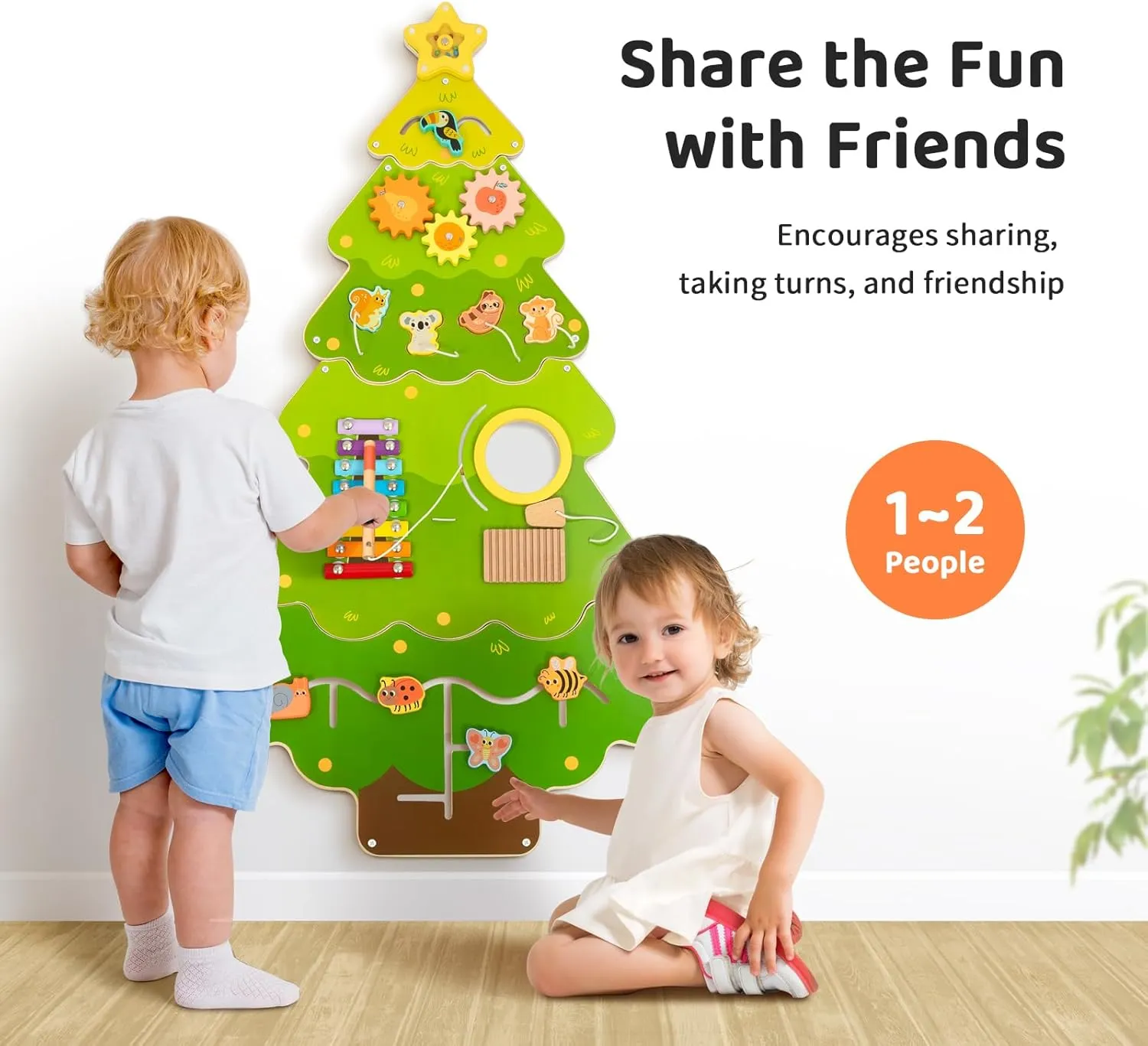 Tree Wall Busy Board Panel, Montessori Sensory Toy, Toddler Learning Activity Center, Toddler Learning Activity Center, Interactive Toys, Wooden Sensory Wall Develops Kids Skills in All Aspects
